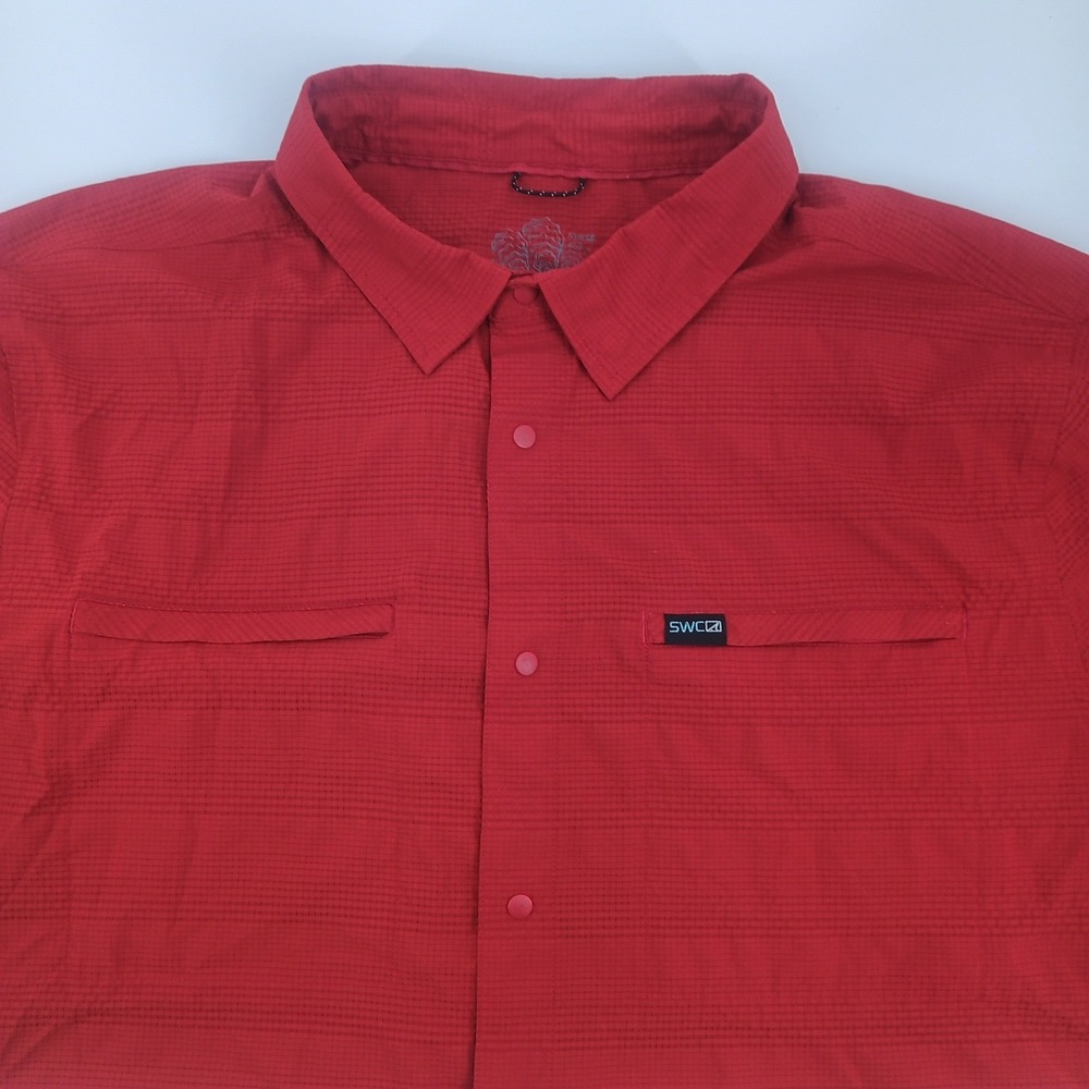 Saltwater Coast Oysterman Mens 2X Red Ripstop Short Sleeve Snap Button Shirt